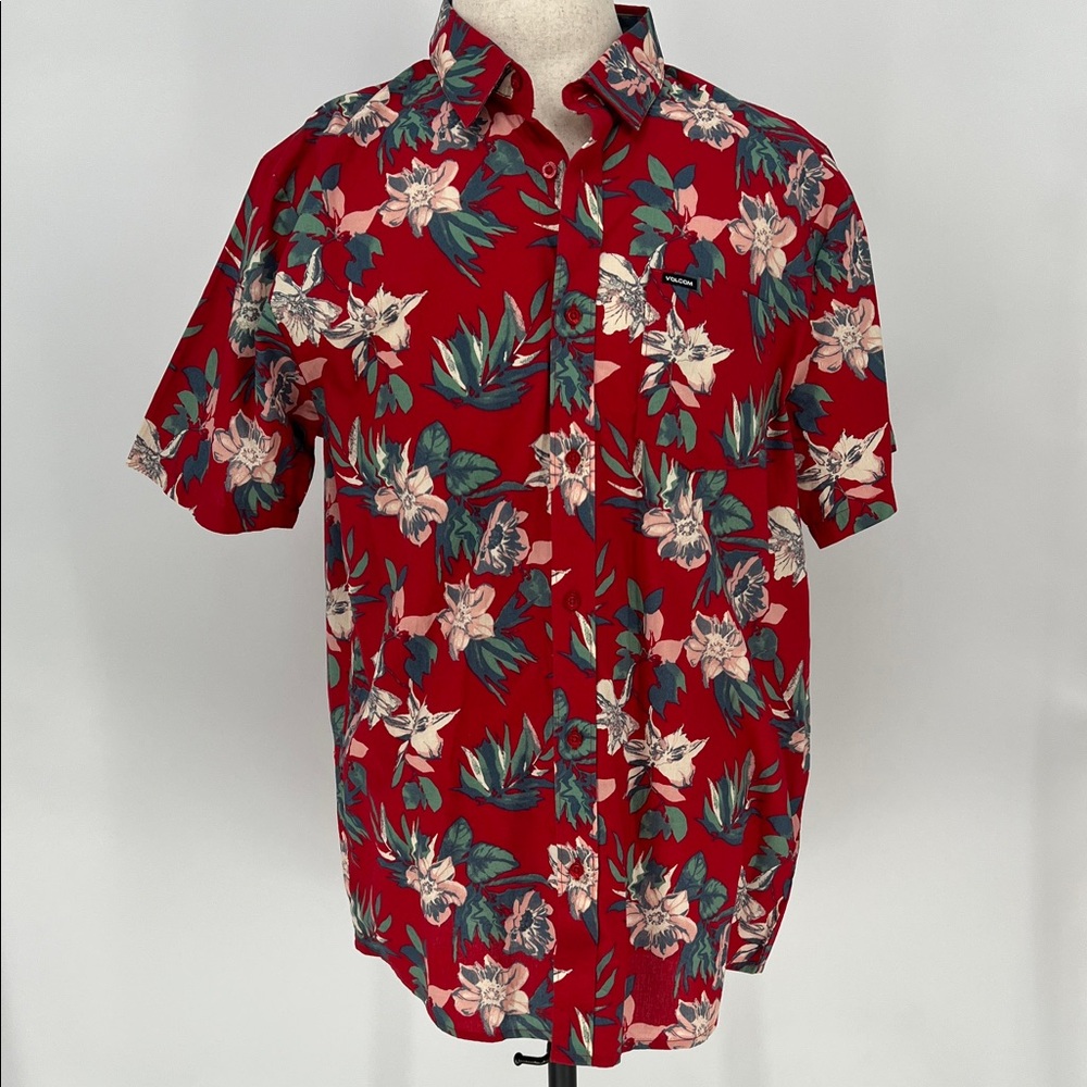 Volcom Red Floral Men's Casual Shirt XL